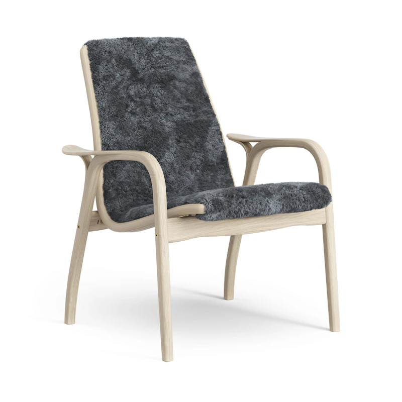 Laminett Nojatuoli Lampaannahka, Valkopigmentoitu Lakattu tammi / Charcoal