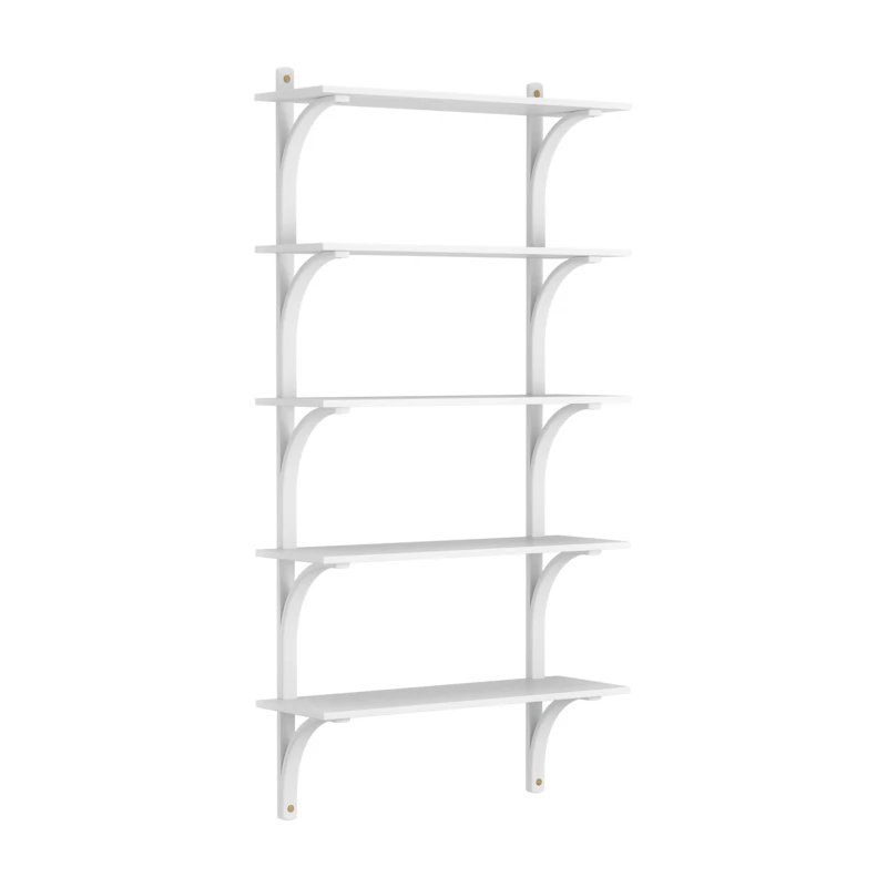 Levi Wall Shelf 90 cm Big, Brass / Vitlaserad Ash