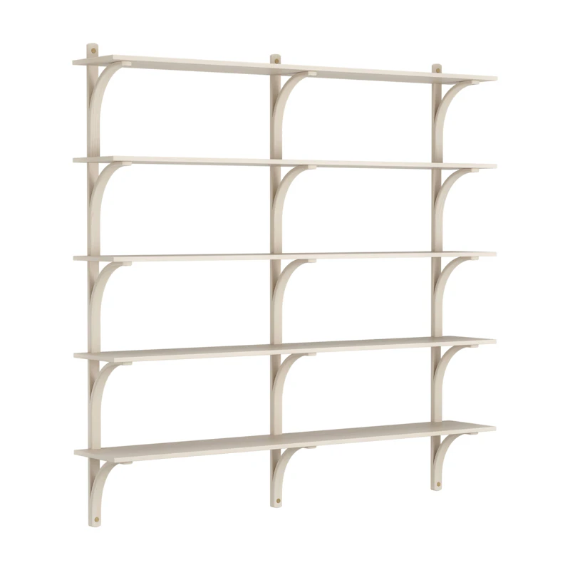 Levi Wall Shelf 180 cm Big, Brass / White Pigmented Ash