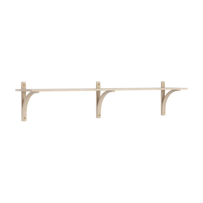 Levi Wall Shelf 180 cm Small, Brass / White Pigmented Oak