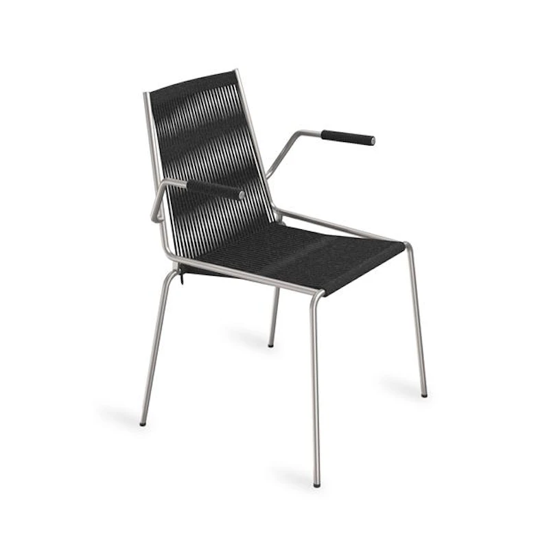 Noel Ruokatuoli käsinojilla Teräs/Musta pellava