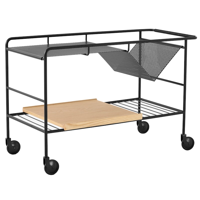 Alima NDS1 Tarjoilukärry, Oak / Mattamusta