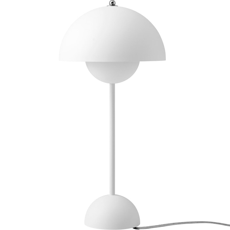 Flowerpot VP3 Pöytävalaisin Valmistettu PVC:stä, Valmistettu maalatusta metallista, Matt White