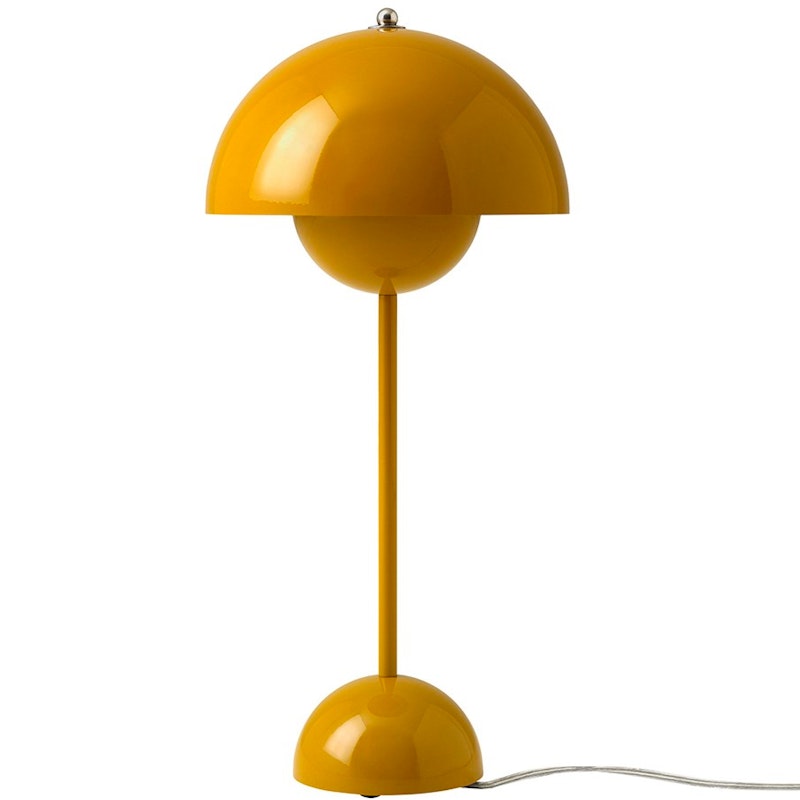 Flowerpot VP3 Pöytävalaisin Valmistettu PVC:stä, Valmistettu maalatusta metallista, Mustard