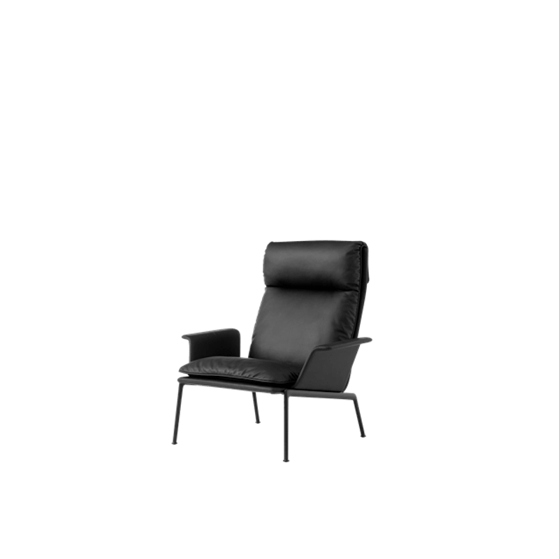 Muno LN17 Nojatuoli Käsinojilla & Korkea Selkänoja Varm Sort/Noble Leather Black