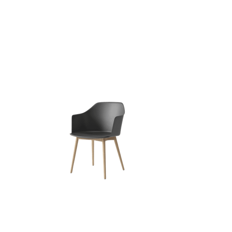 Rely HW76 Ruokatuoli Käsinojilla Stone Grey/Kirkaslakattu Tammi