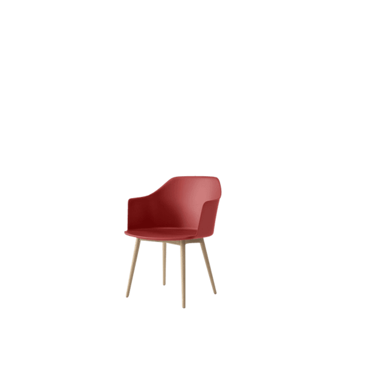 Rely HW76 Ruokatuoli Käsinojilla Vermilion Red/Kirkaslakattu Tammi