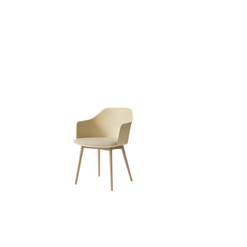 Rely HW77 Ruokatuoli Käsinojilla Pehmustettu Istuinosan Beige Sand/Kirkaslakattu Tammi/Karakorum 003
