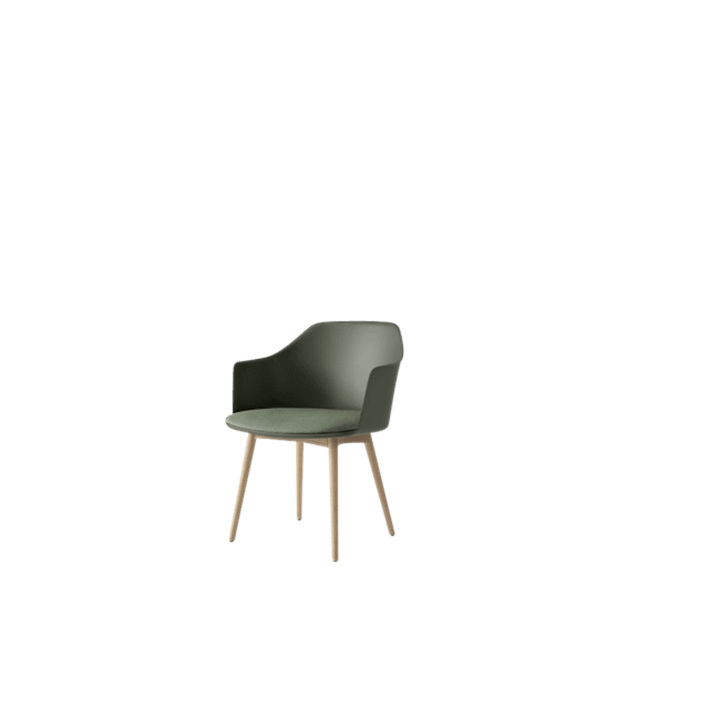 Rely HW77 Ruokatuoli Käsinojilla Pehmustettu Istuinosan Bronze Green/Kirkaslakattu Tammi/Canvas 0926