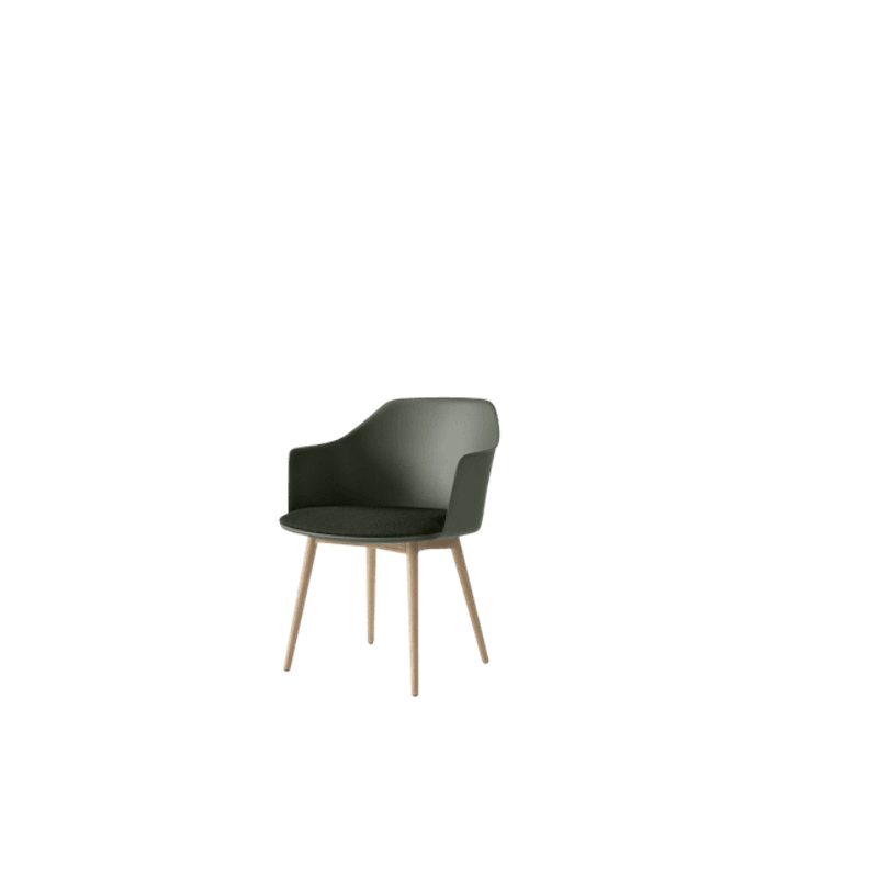 Rely HW77 Ruokatuoli Käsinojilla Pehmustettu Istuinosan Bronze Green/Kirkaslakattu Tammi/Vidar 0972