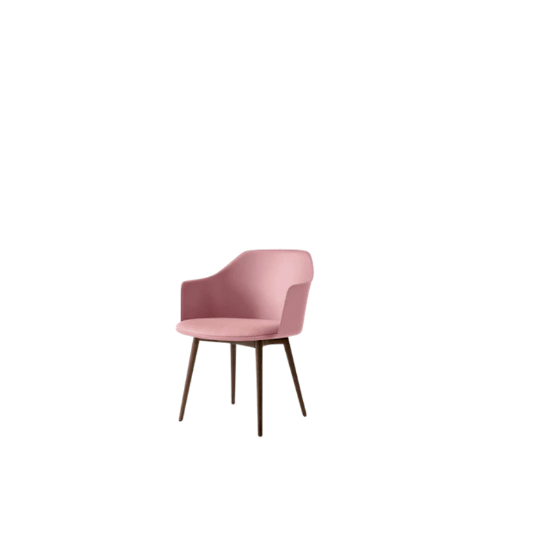 Rely HW77 Ruokatuoli Käsinojilla Pehmustettu Istuinosan Soft Pink/Lakattu Pähkinä/Vidar 0622