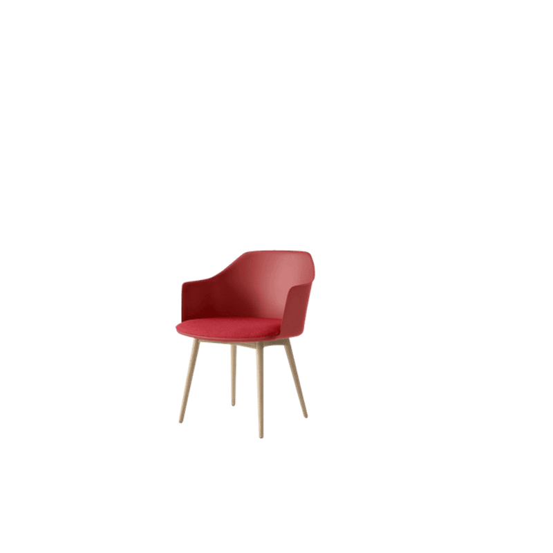 Rely HW77 Ruokatuoli Käsinojilla Pehmustettu Istuinosan Vermilion Red/Kirkaslakattu Tammi/Hallingdal 680