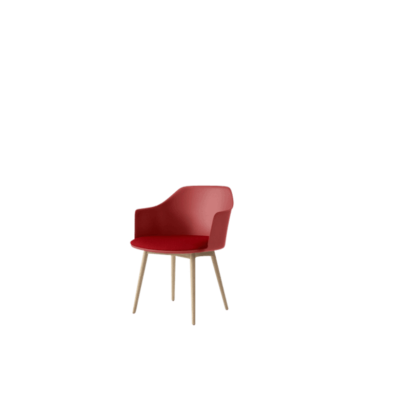 Rely HW77 Ruokatuoli Käsinojilla Pehmustettu Istuinosan Vermilion Red/Kirkaslakattu Tammi/Vidar 0556