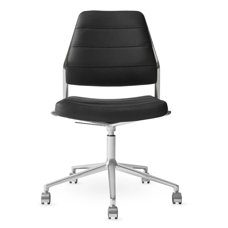 454+ Swivel Chair With wheels, Black Leather
