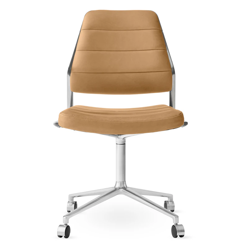 454 Swivel Chair With wheels, Camel Leather